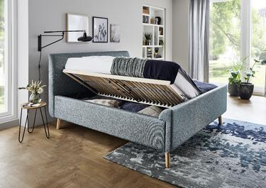 Łóżko tapicerowane z przestrzenią