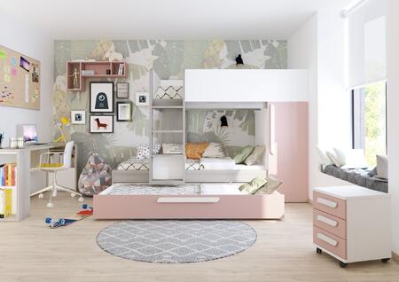 Łóżko piętrowe dla trojga dzieci Bo7 - antique pink
