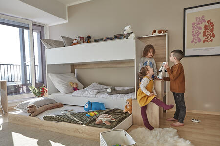 Łóżko piętrowe dla trójki dzieci Teo-Tea