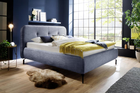 Łóżko tapicerowane z miejscem do spania 180x200 Portegise niebieskie