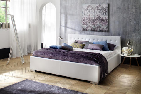 Łóżko tapicerowane 140x200 Sissi białe