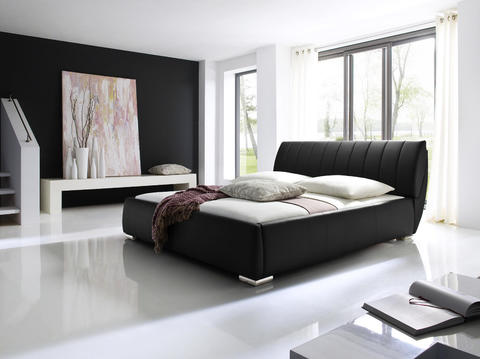 Łóżko tapicerowane z przestrzennym, rozkładanym rusztem Bess czarne