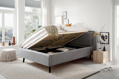 Łóżko tapicerowane z pojemnikiem 140 Fritzz szary