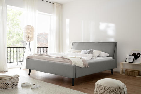 Łóżko tapicerowane z pojemnikiem 180 Fritzz jasnoszare