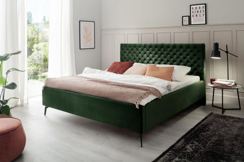 Łóżko tapicerowane z pojemnikiem 180 Lemon green