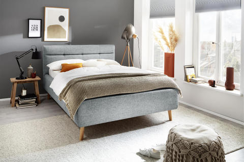 Łóżko tapicerowane z pojemnikiem 140 Latti niebieskie