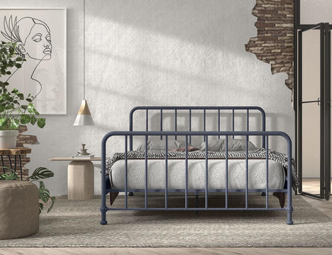 Łóżko metalowe 160 niebieskie Bruce
