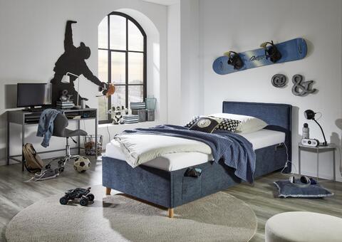 Łóżko tapicerowane 120 Fun niebieskie