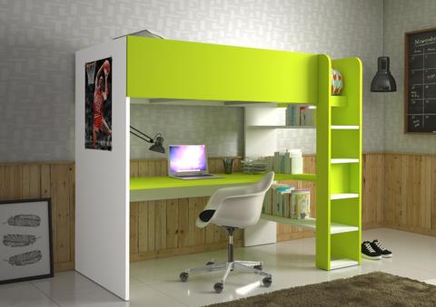 Łóżko  piętrowe z biurkiem green – edycja limitowana