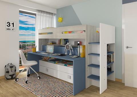 
Łóżko piętrowe z biurkiem Bo10 - smoky blue