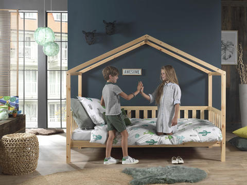 Łóżko dziecięce w kształcie domku dla dzieci Dallas natural