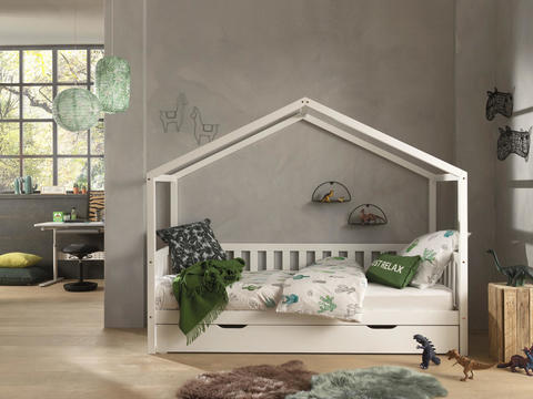 Łóżko dziecięce w kształcie domku z szufladą Dallas white
