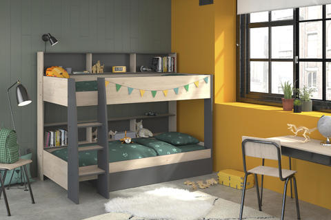 Łóżko piętrowe z szufladą dla dwójki dzieci Leo grey