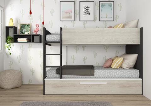 Łóżko piętrowe dla dzieci z dostawką - Cascina Shade
