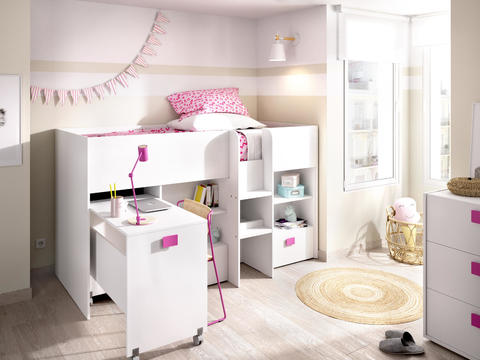 Łóżko dziecięce wielofunkcyjne Chic, white-pink