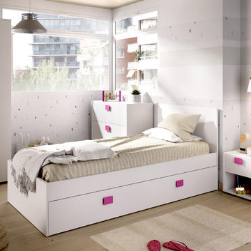 Łóżko dziecięce z dostawką Chic, white-pink
