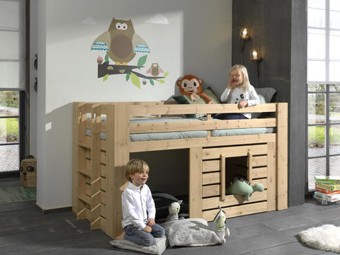 Łóżko dziecięce z litego drewna w kształcie domku Oliver