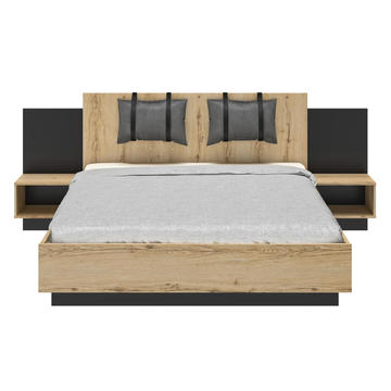 Łóżko ze stolikami nocnymi i poduszkami Mimizan medium