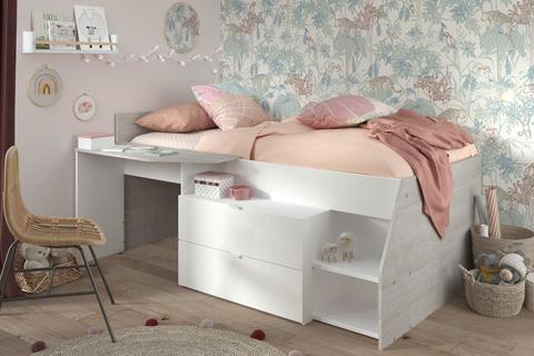 Łóżko dziecięce z biurkiem Milky 2309LITI dla dziewcząt