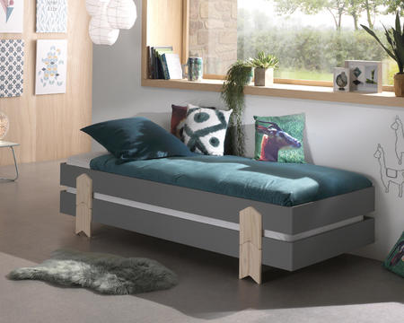Dwa łóżka dziecięce Modulo - Arrow grey