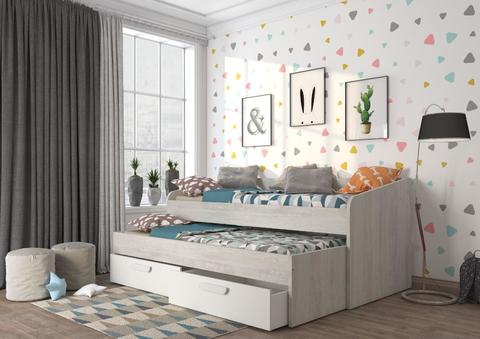 Łóżko dziecięce z dodatkowym łóżkiem i szufladami Bo12 - białe