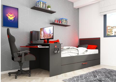 Wielofunkcyjne łóżko z biurkiem dla dwojga On - line Zone black