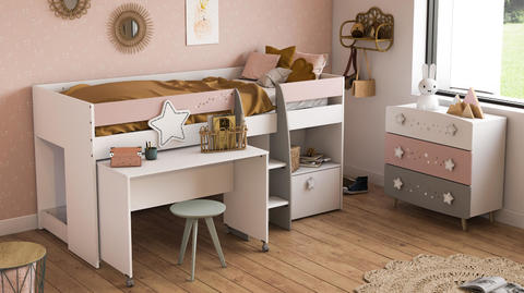 Łóżko dla dzieci z miejscem i biurkiem Star