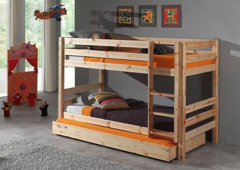 Łóżko piętrowe z litego drewna Pino z dostawką PISBZG10