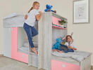 Łóżko piętrowe z szafą Bo1 flamingo różowe
