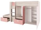 Łóżko piętrowe z szafą Bo1 flamingo różowe