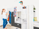 Łóżko piętrowe dla dwójki dzieci Bo1 90x200 – szare