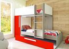 Łóżko piętrowe Bo3 dla materaca 90x200cm - czerwony-sosna bielona