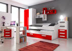 Łóżko piętrowe Bo3 dla materaca 90x200cm - czerwony-sosna bielona