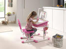 Rosnące biurko z krzesłem, oświetleniem Comfort - różowy