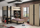 Łóżko piętrowe z półkami i biurkiem Duplex