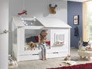 Łóżko dziecięce w kształcie domku z oknem, z dostawką House - white