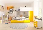 Łóżko piętrowe dla trojga dzieci Bo7 - sunflower, white, molina oak