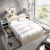 Designerskie łóżko ze schowkiem Ely mat biały, dąb