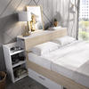Designerskie łóżko ze schowkiem Ely mat biały, dąb