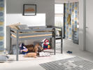 Dziecięce łóżko z litego drewna Space - Pino szary