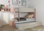 Łóżko piętrowe dla dzieci z dostawką - Cascina Antique pink