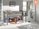 Łóżko dziecięce z litego drewna Spring - Pino grey II