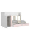 Łóżko piętrowe z szafą i szufladami Matt, white-pink