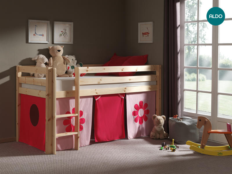 Łóżko dziecięce z litego drewna z dekoracjami Pino TX70073