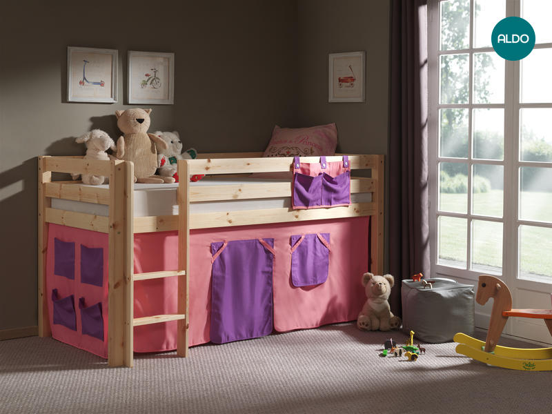 Łóżko dziecięce z litego drewna z tkaniną Pino TX70074