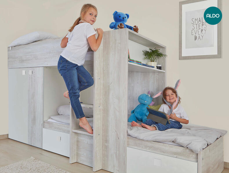 Łóżko piętrowe dla dwójki dzieci Bo1 90x200 – białe