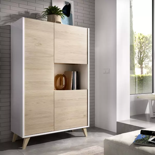 Designerska witryna z elementami retro Ness white