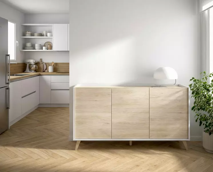 Designerska witryna z elementami retro Ness white