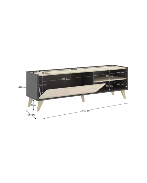 Designerski stolik pod telewizor Ness grafit