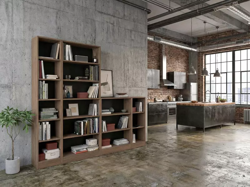 Modułowy zestaw regałów w industrialnym stylu Sophia dark